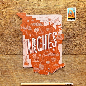 Carte postale des Arches, Parc national des Arches, Carte postale du parc national DieCut Letterpress