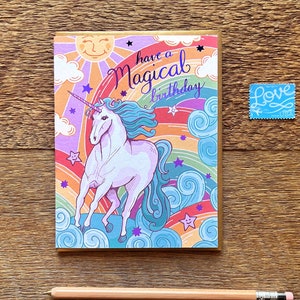 Unicorn Birthday Card, Magical Birthday Card, Foil Printed Card, Blank Inside image 1