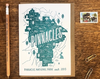 Pinnacles National Park Greeting Card, Greetings from Pinnacles, A2 Folded Note Card, Blank Inside