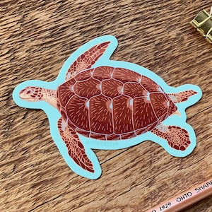 Sticker schildpad, sticker zeeschildpad, oceaansticker, enkele gestanste vinylsticker