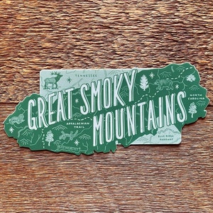 Great Smoky Mountains sticker, Great Smoky Mountains National Park sticker, enkele sterven gesneden vinyl sticker