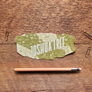 Sticker carte Joshua Tree, Sticker Joshua Tree National Park Californie, Sticker vinyle découpé