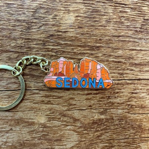 Sedona Arizona Enamel Keychain, Cathedral Rock Keychain, Single Hard Enamel Keychain