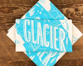 Glacier National Park Bandana, Made in the USA, Bandana à écran unique imprimé