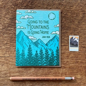 Citação de John Muir, cartão de incentivo, cartão de montanha, cartão ao ar livre, cartão tipográfico, em branco dentro