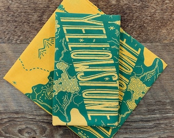 Bandana pour le parc national de Yellowstone, fabriqué aux États-Unis, bandana sérigraphié simple