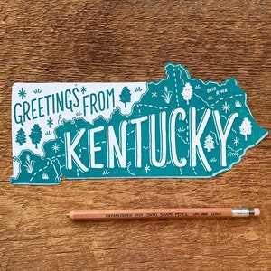 Cartolina Kentucky, Saluti dal Kentucky, Cartolina Die Cut Letterpress StateCard