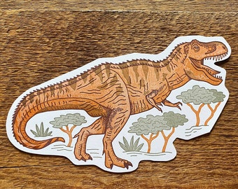 T-Rex Postcard, Dinosaur Postcard, Tyrannosaurus Rex Postcard, Die Cut Letterpress Postcard