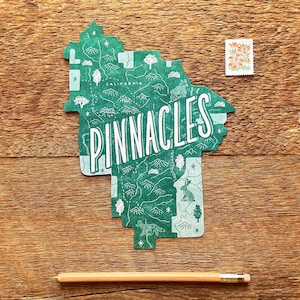 Carte postale Pinnacles, Parc national Pinnacles, Carte postale du parc national Die Cut Letterpress