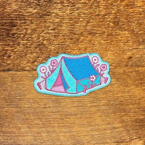 Tent Patch, Explore Camping Patch, Single Embroidered Patch with Iron-on Backing