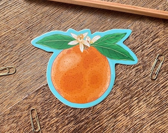 Orange Sticker, Fruit Sticker, Single Die Cut Vinyl Sticker