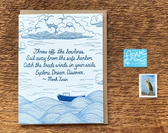 Mark Twain Quote, Letterpress Greeting Card, Inspirational Card, Twain Card