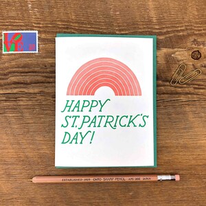 St. Patricks Day Regenbogen, St. Patricks Day Karte, Regenbogen-Karte, Buchdruck Grußkarte, leere innen