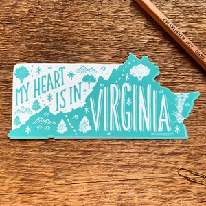 Virginia sticker, Virginia staat sticker, enkele gestanst vinyl sticker