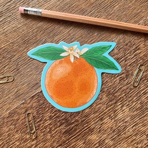 Adesivo arancione, adesivo con frutta, adesivo in vinile singolo fustellato