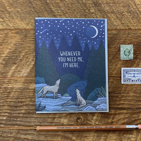 I'm Here Card, Howling Wolves Card, Wolves Card, Friendship Card