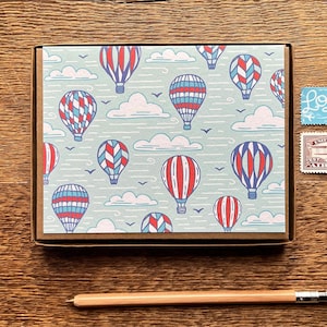 Montgolfières, cartes d'aventures, coffret de cartes, ensemble de papeterie, 6 cartes de voeux et enveloppes