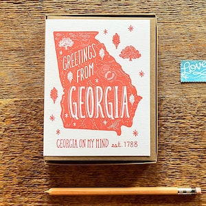Biglietto d'auguri Georgia, saluti dalla Georgia, set in scatola di biglietti d'auguri tipografici