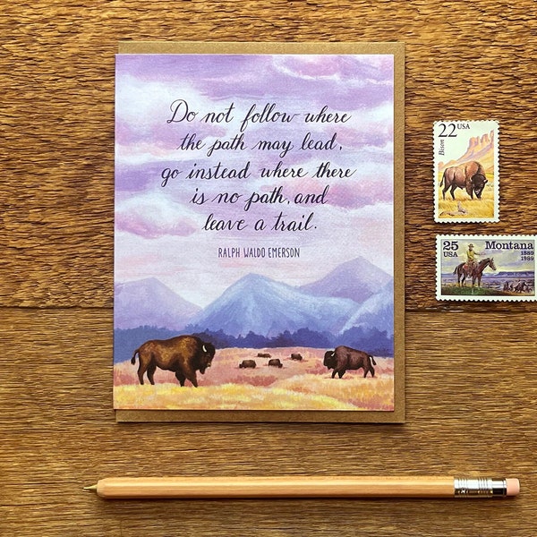 Ralph Waldo Emerson Quote, Inspirational Greeting Card, Encouragement Card, Illustrated Greeting Card