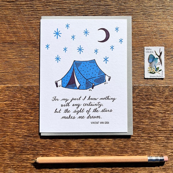 Vincent Van Gogh Quote, Sight of the Stars, Inspirational Card, Letterpress Greeting Card