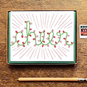 Holiday Cheer Weihnachtslichter, Boxed Set mit 6 Letterpress-Feiertagskarten, Weihnachtskarten