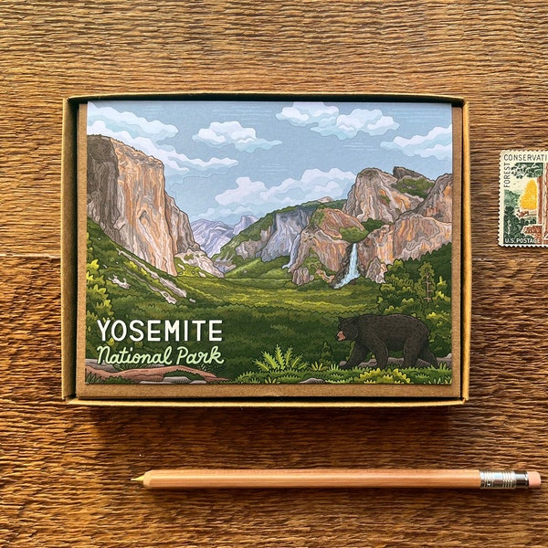 Yosemite National Park Cards, National Park Scenic Greeting Cards,  Boxed Set of 6 Greeting Cards