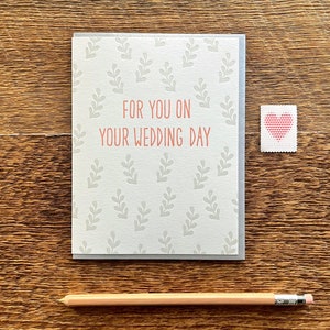 For You On Your Wedding Day, Congratulations Wedding, Letterpress Note Card, Blank Inside