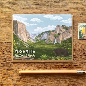 Carte du parc national de Yosemite, carte du parc national, carte unique et enveloppe