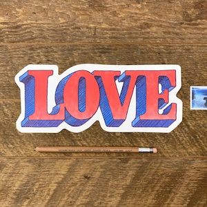 LOVE Postcard, Sending Love Postcard, Die Cut Letterpress Postcard