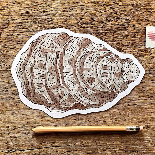 Oyster Postcard, Die Cut Letterpress Postcard