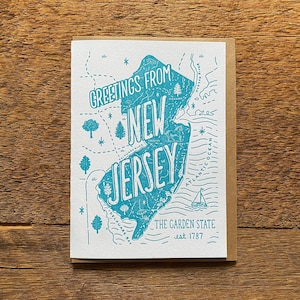 Biglietto di auguri del New Jersey, Saluti dal New Jersey, Set in scatola di 6, Biglietti pieghevoli A6, Vuoto all'interno