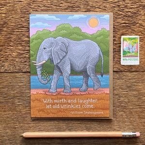 Cartão de citações de aniversário de Shakespeare, cartão de aniversário da natureza, cartão dobrado único, em branco dentro