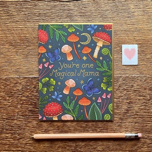 Magical Mama, Happy Mother's Day, Mushroom Woodland Card, Single Greeting Card and Envelope