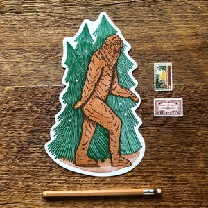 Carte postale Bigfoot, Carte postale Sasquatch, Carte postale typographique à découpe unique