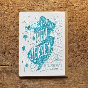 Cartão de felicitações de Nova Jersey, Saudações de Nova Jersey, cartão de nota dobrado A6, em branco dentro