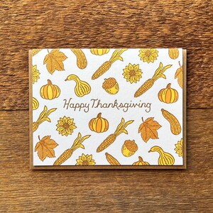 Joyeux Thanksgiving, Carte de Thanksgiving, Carte de correspondance pliée en typographie, Vierge à l'intérieur