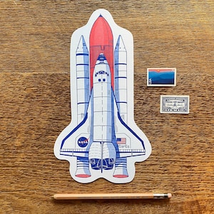 Space Shuttle Atlantis Postcard, Rocket Ship Postcard, NASA Postcard, Single Die Shot Letterpress Postcard