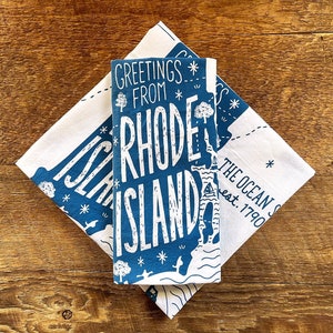 Rhode Island Tea Towel, Rhode Island State Tea Towel, Single Screen Printed Kitchen Towel