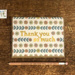 Merci beaucoup, carte de remerciement, carte de correspondance pliée imprimée en aluminium et offset, intérieur vierge