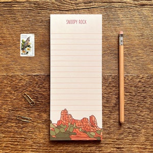Snoopy Rock Sedona Pad, Arizona Notepad, 3.5 x 8.5 List Pad with Attachable Magnet