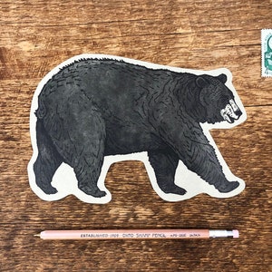 Carte postale ours noir, carte postale ours, carte postale typographique découpée