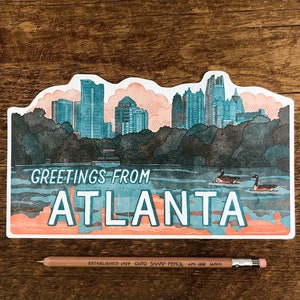 Carte postale Atlanta Skyline, salutations d'Atlanta en Géorgie, carte postale typographique découpée