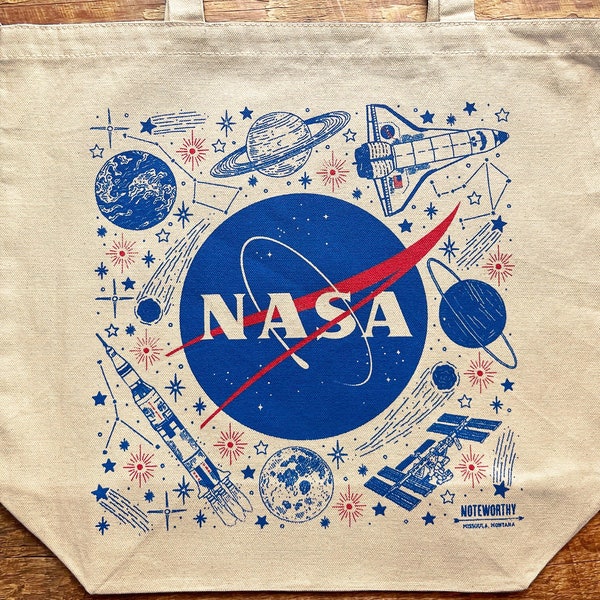 NASA Tote Bag, Screen Printed Tote Bag