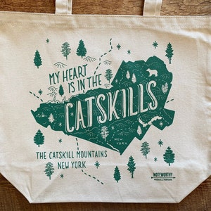 Catskills Tote Bag, Greetings from the Catskills, New York, Canvas Tote Bag, Screen Printed Tote Bag