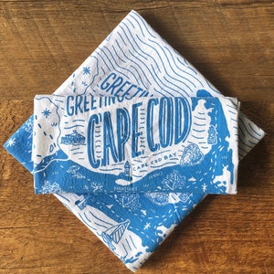 Cape Cod Tea Towel, Cape Cod, Massachusetts, Serviette de cuisine sérigraphiée unique