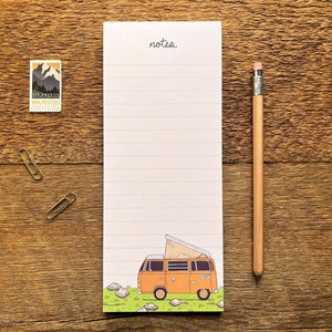Notatnik do furgonetki kempingowej, notatki do furgonetki kempingowej, notatnik Vintage Camper Outdoors z dołączanym magnesem