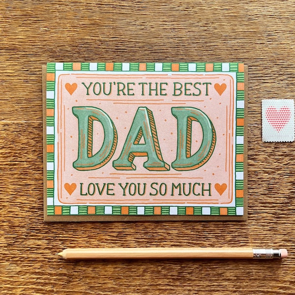 Best Dad, Happy Father's Day, Father's Day Card, Single Folded Letterpress Card, Blank Inside