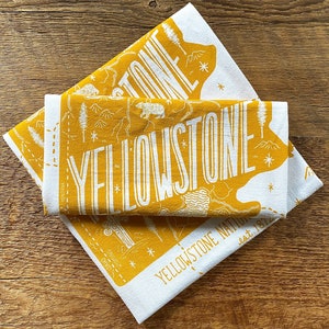 Yellowstone Tea Towel, Yellowstone National Park, Single Screen Printed Kitchen Towel