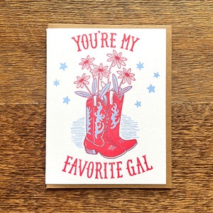 Fille préférée, carte d'amour, carte d'amitié, carte de correspondance typographique, intérieur vierge