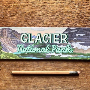Glacier National Park bumpersticker, gletsjersticker, bumpersticker, enkele vinylsticker